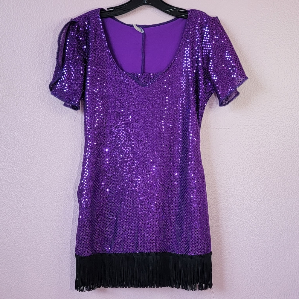 MC DESIGNS DANCE  PURPLE SEQUIN  DRESS/ S.